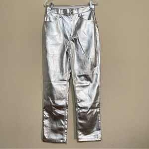 Abercrombie &‎ Fitch Metallic Silver Curve Love The 90’s Straight Ultra HR Sz 29